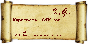 Kapronczai Gábor névjegykártya