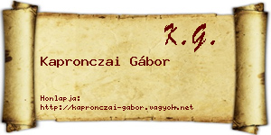 Kapronczai Gábor névjegykártya