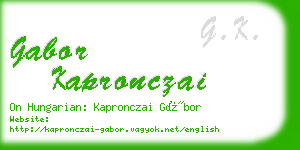 gabor kapronczai business card